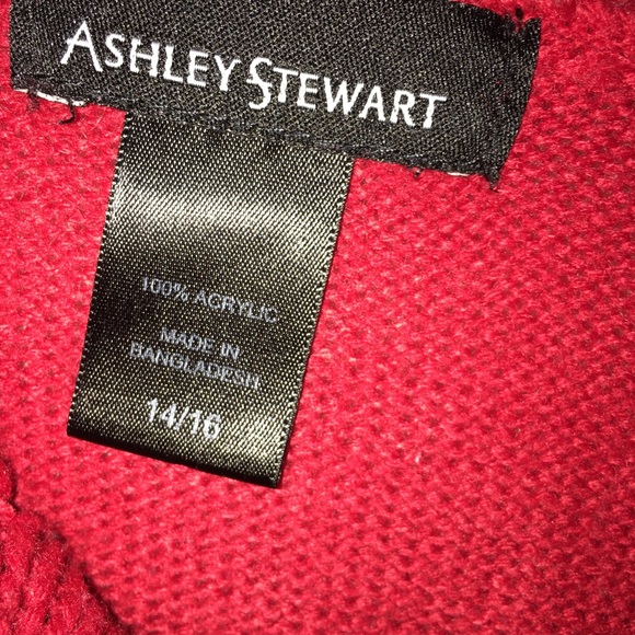 Ashley Stuart Women’s Red Cable Sweater 14/16 - Picture 4 of 6